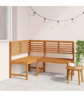 vidaXL Corner Bench | Brown | Solid Acacia Wood | 140 cm corner bench — Colour: without cushion, Model: l-shaped bench