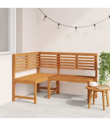 vidaXL Corner Bench | Brown | Solid Acacia Wood | 140 cm corner bench — Colour: without cushion, Model: l-shaped bench