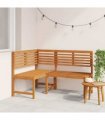 vidaXL Corner Bench | Brown | Solid Acacia Wood | 140 cm corner bench — Colour: without cushion, Model: l-shaped bench