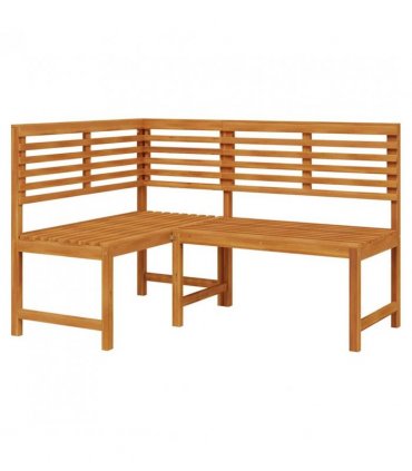 vidaXL Corner Bench | Brown | Solid Acacia Wood | 140 cm corner bench — Colour: without cushion, Model: l-shaped bench