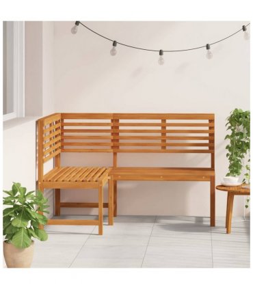 vidaXL Corner Bench | Brown | Solid Acacia Wood | 140 cm corner bench — Colour: without cushion, Model: l-shaped bench