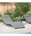 vidaXL Sun Lounger | Grey | Solid Acacia Wood | Standard | Foldable — Model: without table