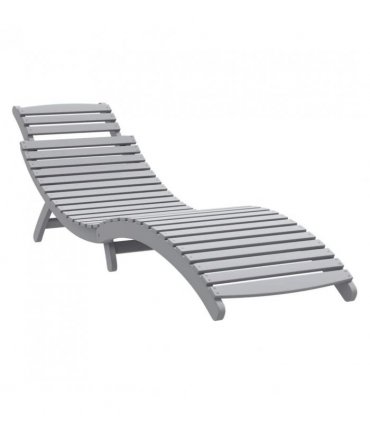 vidaXL Sun Lounger | Grey | Solid Acacia Wood | Standard | Foldable — Model: without table
