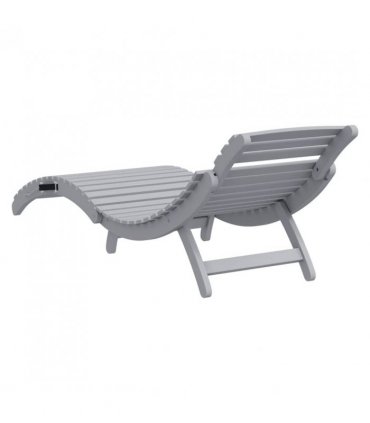 vidaXL Sun Lounger | Grey | Solid Acacia Wood | Standard | Foldable — Model: without table