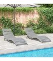 vidaXL Sun Lounger | Set of 2 | Grey | Solid acacia wood — Model: without table
