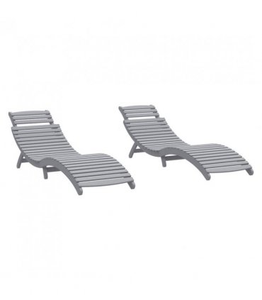 vidaXL Sun Lounger | Set of 2 | Grey | Solid acacia wood — Model: without table