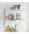 vidaXL Wall Shelves 2 pcs 50x40 cm Silver Stainless Steel — Size: 50 x 40 cm — V0671993910