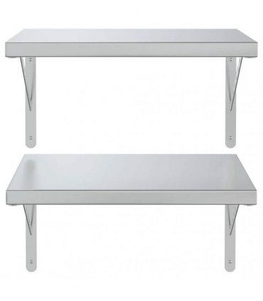 vidaXL Wall Shelves 2 pcs 50x40 cm Silver Stainless Steel — Size: 50 x 40 cm — V0671993910