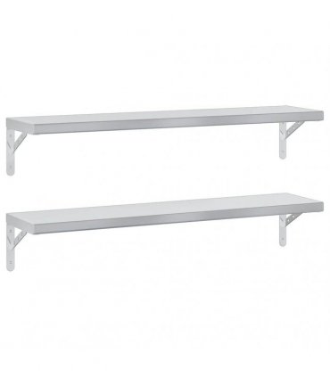 vidaXL Wall Shelves 2 pcs 100x23.5 cm Silver Stainless Steel — Size: 100 x 23.5 cm — V0671993914