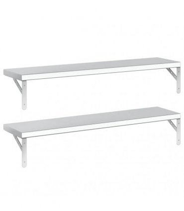 vidaXL Wall Shelves 2 pcs 100x23.5 cm Silver Stainless Steel — Size: 100 x 23.5 cm — V0671993914