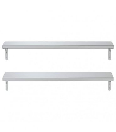 vidaXL Wall Shelves 2 pcs 100x23.5 cm Silver Stainless Steel — Size: 100 x 23.5 cm — V0671993914