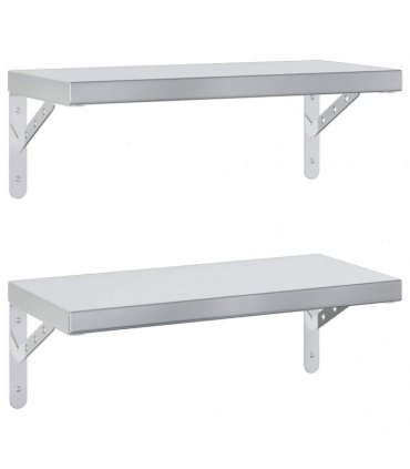 vidaXL Wall Shelves 2 pcs 50x23.5 cm Silver Stainless Steel — Size: 50 x 23.5 cm — V0671993915