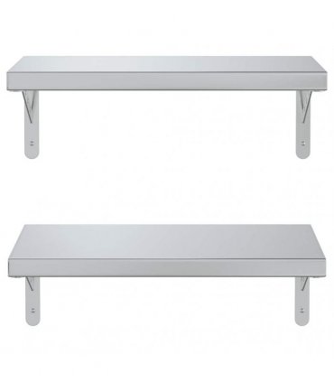 vidaXL Wall Shelves 2 pcs 50x23.5 cm Silver Stainless Steel — Size: 50 x 23.5 cm — V0671993915