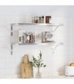 vidaXL Wall Shelves 2 pcs 75x30 cm Silver Stainless Steel — Size: 75 x 30 cm — V0671993918