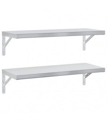 vidaXL Wall Shelves 2 pcs 75x30 cm Silver Stainless Steel — Size: 75 x 30 cm — V0671993918