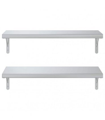 vidaXL Wall Shelves 2 pcs 75x30 cm Silver Stainless Steel — Size: 75 x 30 cm — V0671993918