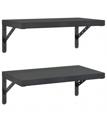 vidaXL Wall Shelves 2 pcs 50x30 cm Black Stainless Steel — Size: 50 x 30 cm — V0671993920