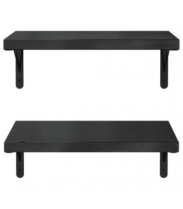 vidaXL Wall Shelves 2 pcs 50x30 cm Black Stainless Steel — Size: 50 x 30 cm — V0671993920