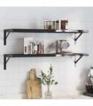 vidaXL Wall Shelves 2 pcs 100x30 cm Black Stainless Steel — Size: 100 x 30 cm — V0671993922