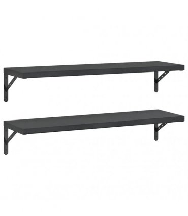 vidaXL Wall Shelves 2 pcs 100x30 cm Black Stainless Steel — Size: 100 x 30 cm — V0671993922