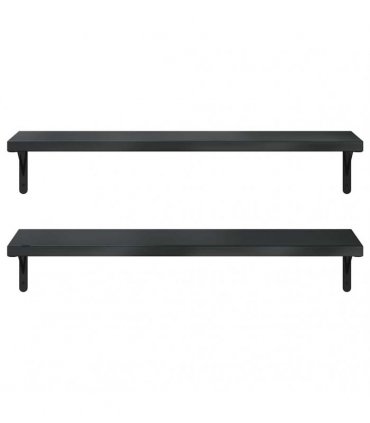 vidaXL Wall Shelves 2 pcs 100x30 cm Black Stainless Steel — Size: 100 x 30 cm — V0671993922