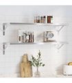 vidaXL Wall Shelves 2 pcs 100x30 cm Silver Stainless Steel — Size: 100 x 30 cm — V0671993923