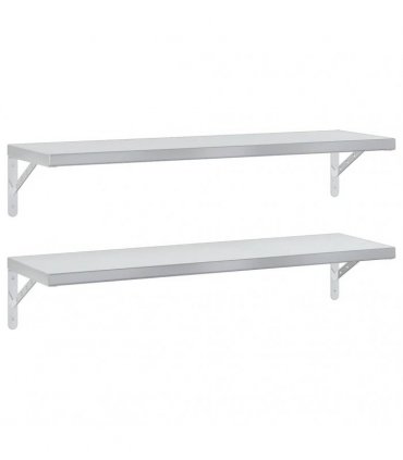 vidaXL Wall Shelves 2 pcs 100x30 cm Silver Stainless Steel — Size: 100 x 30 cm — V0671993923