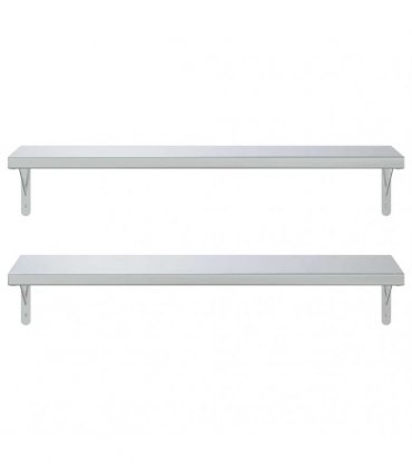 vidaXL Wall Shelves 2 pcs 100x30 cm Silver Stainless Steel — Size: 100 x 30 cm — V0671993923