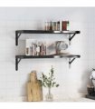 vidaXL Wall Shelves 2 pcs 75x23.5 cm Black Stainless Steel — Size: 75 x 23.5 cm — V0671993926