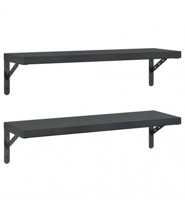 vidaXL Wall Shelves 2 pcs 75x23.5 cm Black Stainless Steel — Size: 75 x 23.5 cm — V0671993926