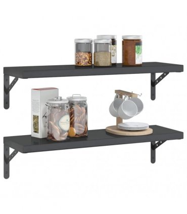 vidaXL Wall Shelves 2 pcs 75x23.5 cm Black Stainless Steel — Size: 75 x 23.5 cm — V0671993926