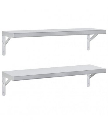 vidaXL Wall Shelves 2 pcs 75x23.5 cm Silver Stainless Steel — Size: 75 x 23.5 cm — V0671993927