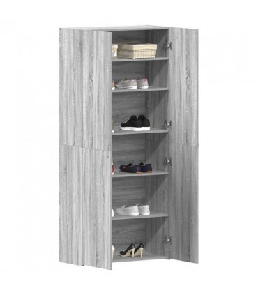 vidaXL Shoe Cabinet with Shelf Grey 80 x 35.5 x 180 cm Engineered wood — Colour: Grey sonoma