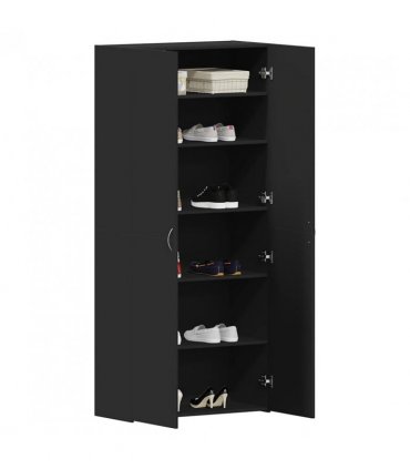 vidaXL Shoe Cabinet with Door Black 80 x 35.5 x 180 cm Engineered wood
