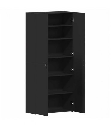 vidaXL Shoe Cabinet with Door Black 80 x 35.5 x 180 cm Engineered wood