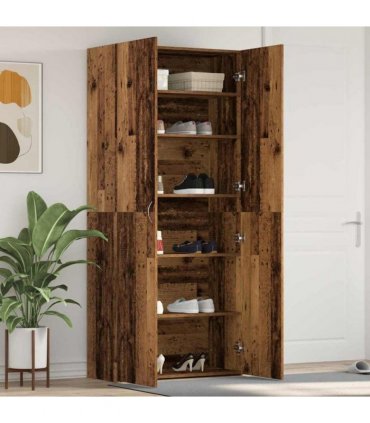 vidaXL Shoe Cabinet with Door Brown 80 x 35.5 x 180 cm Engineered wood — Colour: Old wood