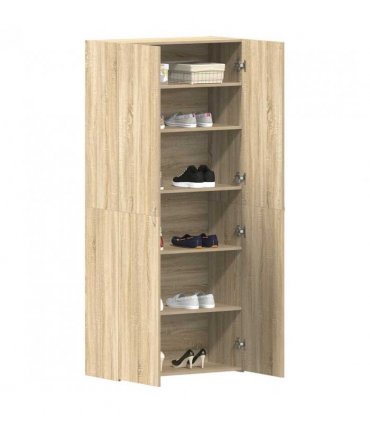 vidaXL Shoe Cabinet with Door Brown 80 x 35.5 x 180 cm Engineered wood — Colour: Sonoma oak