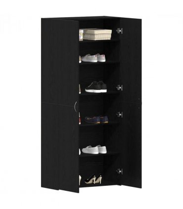 vidaXL Shoe Cabinet with Door Black 80 x 35.5 x 180 cm Engineered wood — Colour: Black oak