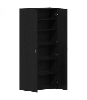vidaXL Shoe Cabinet with Door Black 80 x 35.5 x 180 cm Engineered wood — Colour: Black oak