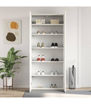 vidaXL Shoe Cabinet with Door White 80 x 35.5 x 180 cm Engineered wood