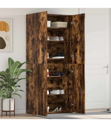 vidaXL Shoe Cabinet Multicolour 80 x 35.5 x 180 cm Engineered wood — Colour: Smoked oak