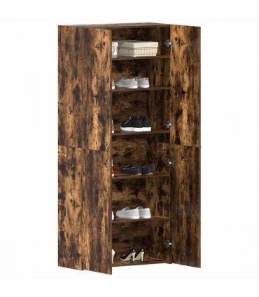 vidaXL Shoe Cabinet Multicolour 80 x 35.5 x 180 cm Engineered wood — Colour: Smoked oak