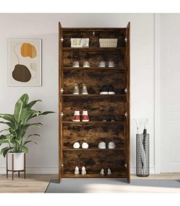 vidaXL Shoe Cabinet Multicolour 80 x 35.5 x 180 cm Engineered wood — Colour: Smoked oak