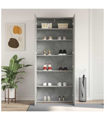 vidaXL Shoe Cabinet with Shelf Grey 80 x 35.5 x 180 cm Engineered wood — Colour: Concrete grey