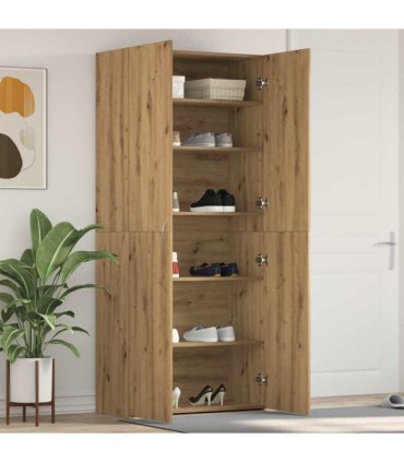 vidaXL Shoe Cabinet with Door Brown 80 x 35.5 x 180 cm Engineered wood — Colour: Artisan oak