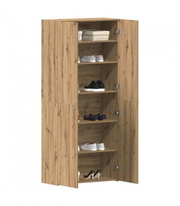 vidaXL Shoe Cabinet with Door Brown 80 x 35.5 x 180 cm Engineered wood — Colour: Artisan oak