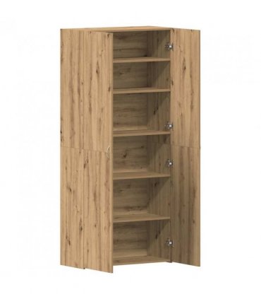 vidaXL Shoe Cabinet with Door Brown 80 x 35.5 x 180 cm Engineered wood — Colour: Artisan oak
