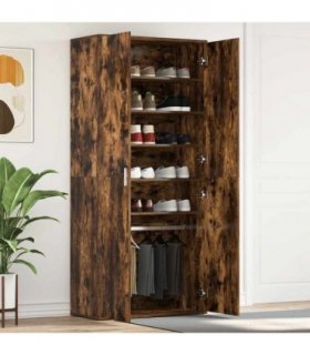 vidaXL Shoe Cabinet Smoked Oak 80 x 39 x 178 cm Engineered Wood