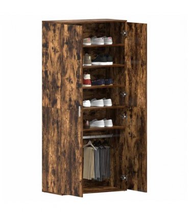 vidaXL Shoe Cabinet Smoked Oak 80 x 39 x 178 cm Engineered Wood
