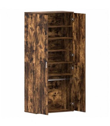 vidaXL Shoe Cabinet Smoked Oak 80 x 39 x 178 cm Engineered Wood